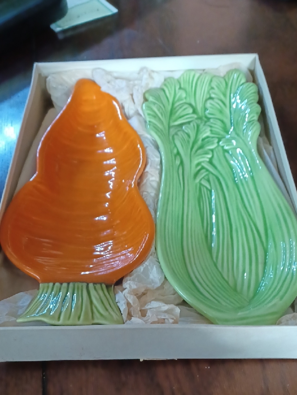 Ceramic, celery and carrot serving dishes vintage